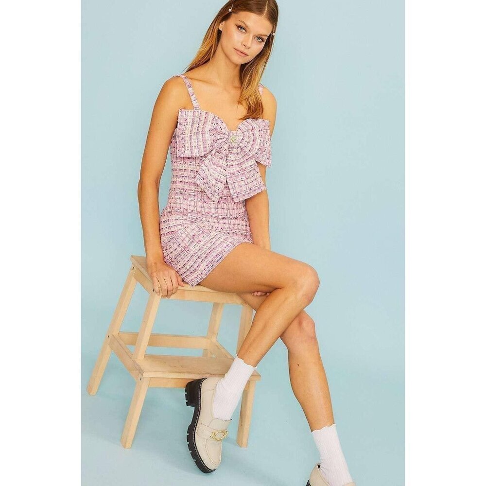 Big Bow Tweed Mini Dress - Picture 12 of 13